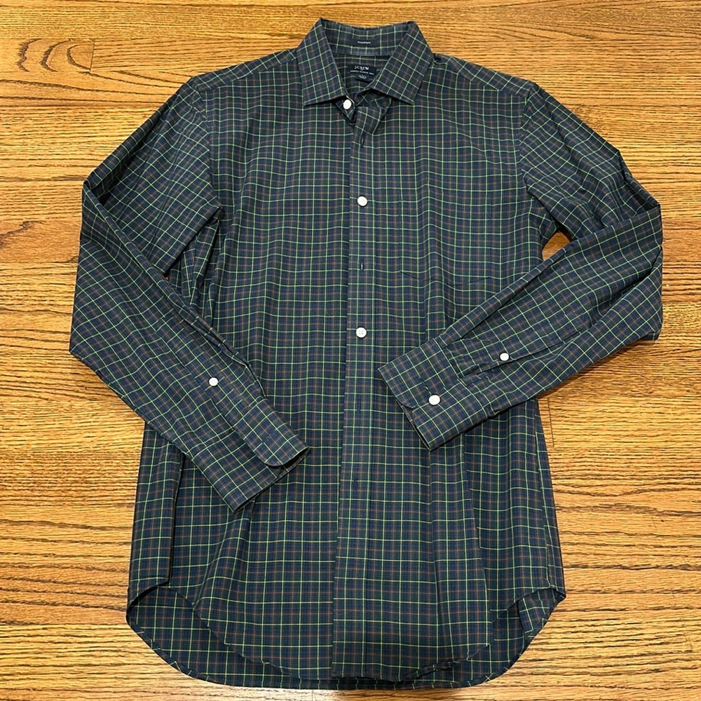 J. Crew Stretch Wrinkle Free Plaid Dress Shirt